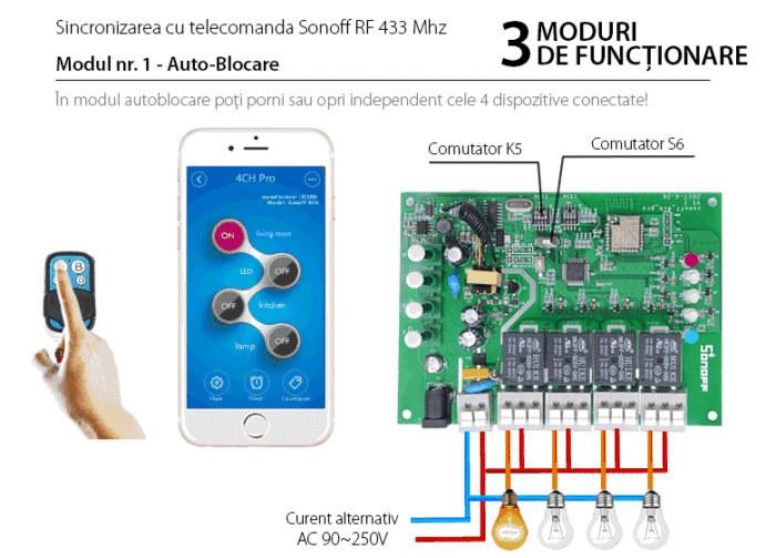 10 releu sonoff 4ch pro r3 telecomanda radio frecventa