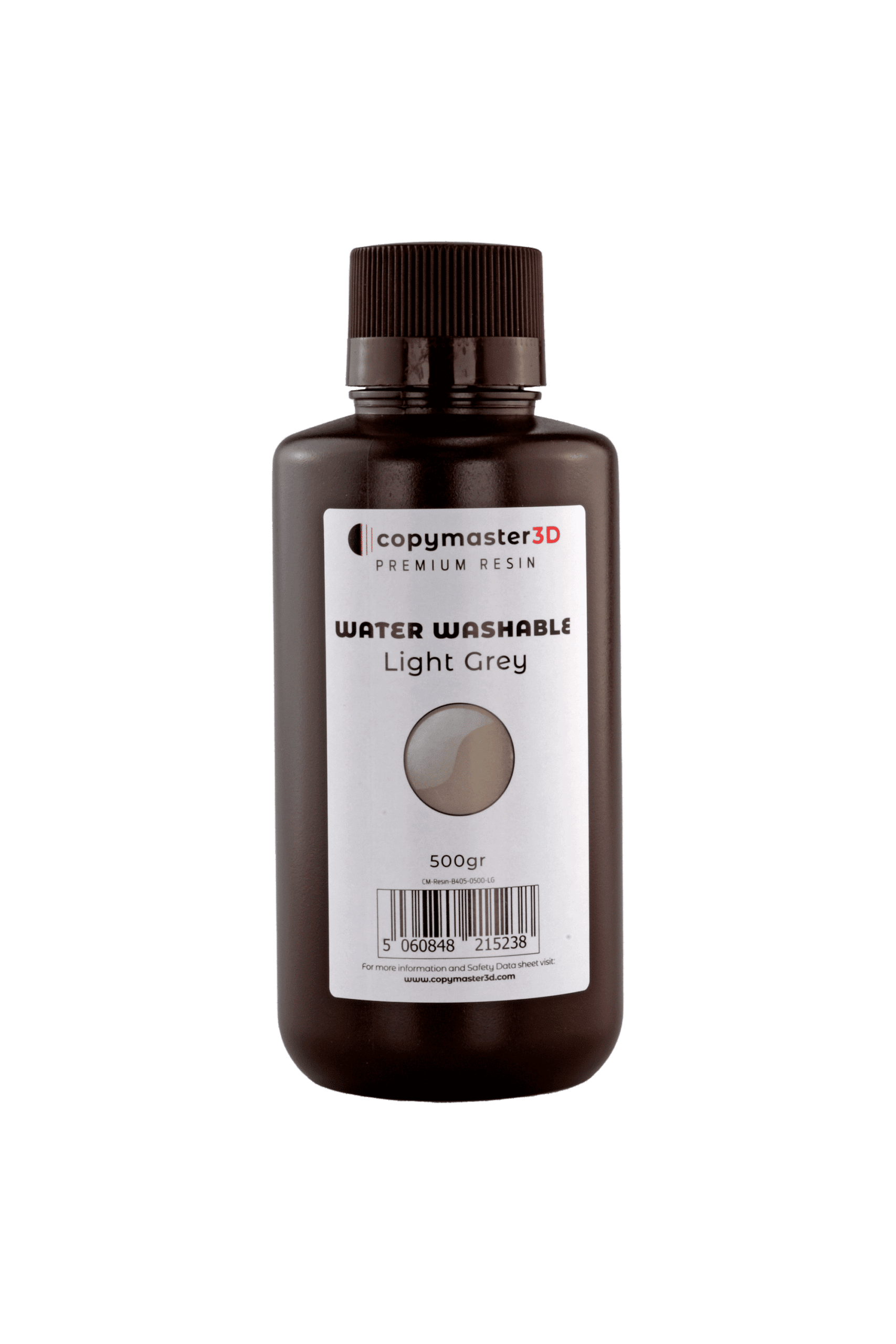 Copymaster3D-Water-Washable-UV-Resin-500-ml-Light-Grey-CM-WW-B405-0500-LG-27552.png Rășină Copymaster solubilă in apă pentru imprimante 3D 500ml - imagine 3