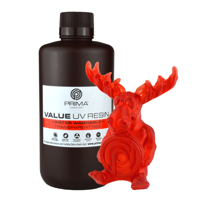 PrimaCreator Value Water Washable UV Resin 1000 ml Transparent Red PV Resin B405 1000 TR 25316