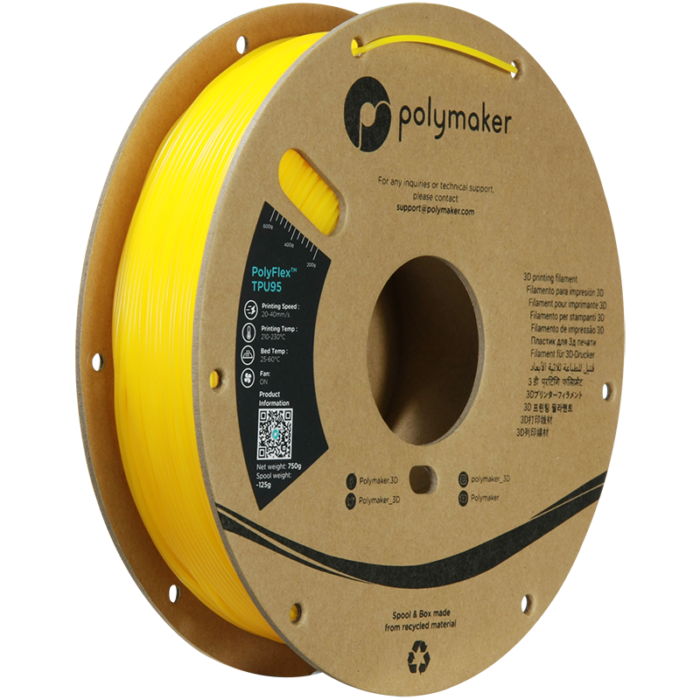 Filament Polymaker PolyFlex TPU 95A, 1.75mm, 750g, culoare galben