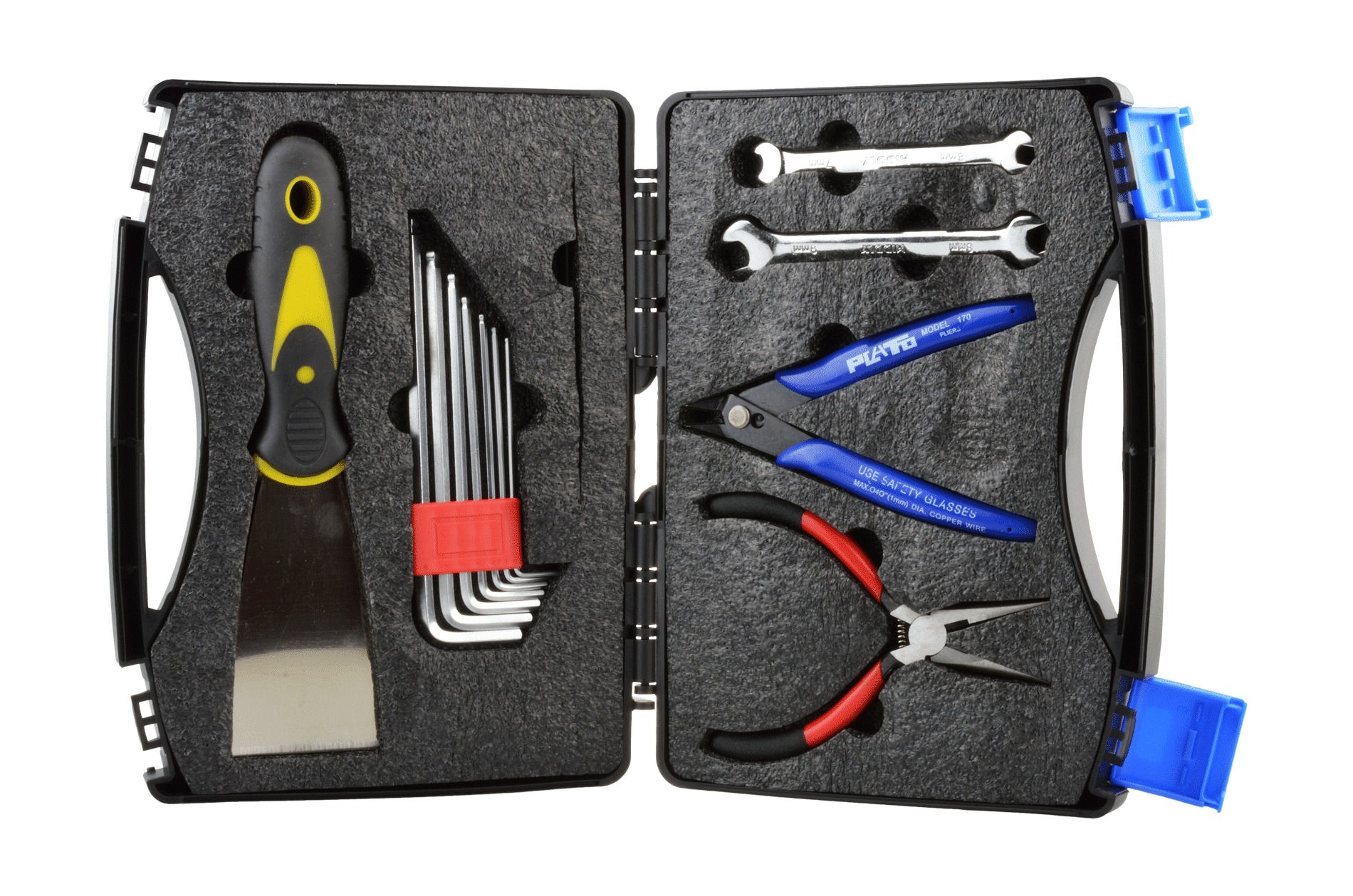 PrimaCreator Tool Kit pentru imprimante 3D racleta, clesti, sarma, chei imbus, chei fixe1 PrimaCreator Tool Kit pentru imprimante 3D racleta, clesti, sarma, chei imbus, chei fixe1