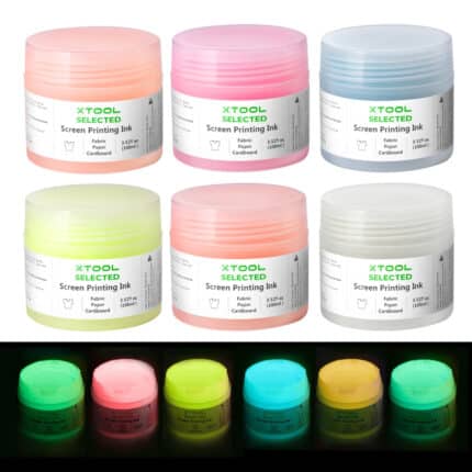 Set de cerneala fluorescente pentru serigrafie, glow in the dark, pe baza de apa, pentru textile, hartie, 6 culori1
