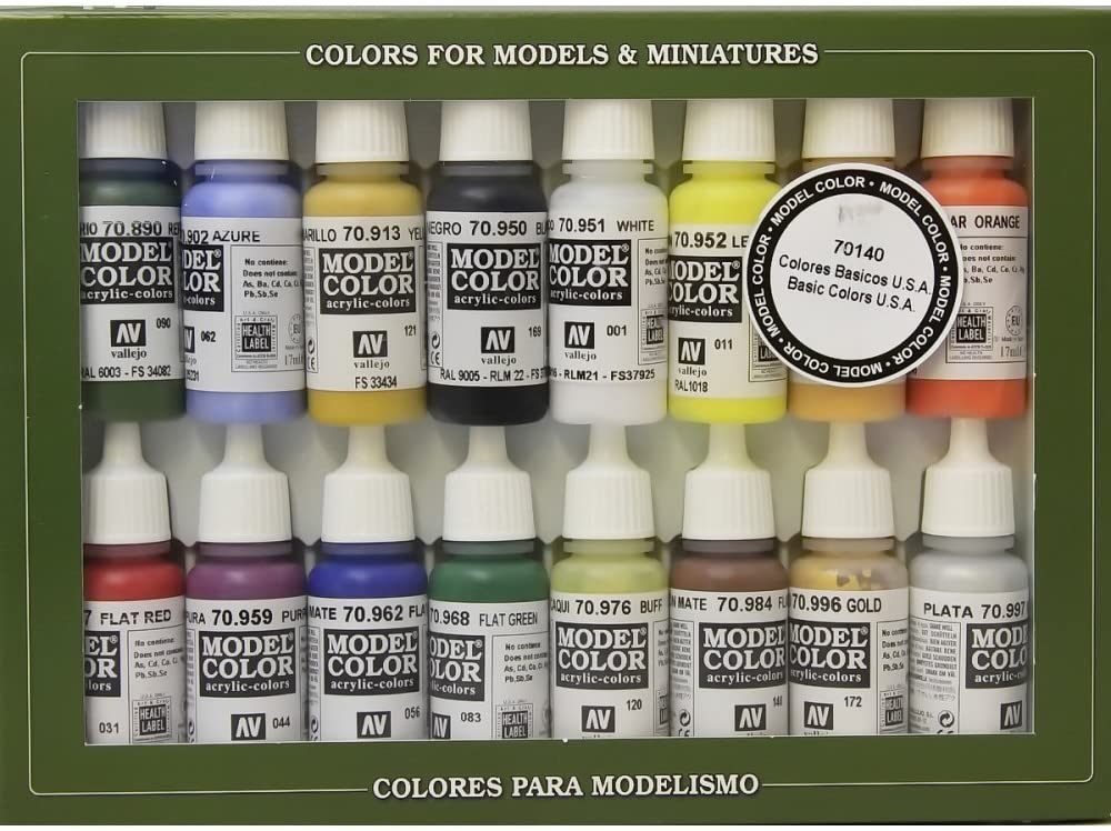 Set 16 culori acrilice de baza pentru modelism si piese printate 3D, vopsele pe baza de apa non-toxice1 Set 16 culori acrilice de baza pentru modelism si piese printate 3D, vopsele pe baza de apa non-toxice1