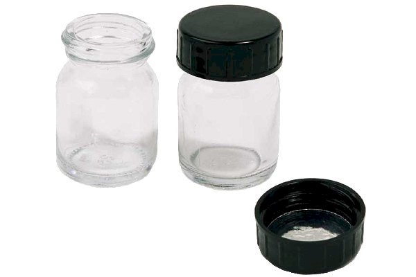 Recipient din sticla 25 ml cu capac filetat, ideal pentru depozitarea vopselelor si pieselor mici1 Recipient din sticla 25 ml cu capac filetat, ideal pentru depozitarea vopselelor si pieselor mici1