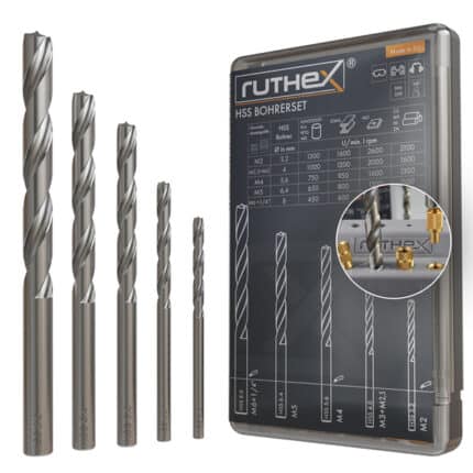 Set burghie speciale pentru insertii filetate M2–M6 si 1/4, diametre optimizate pentru montaj precis1