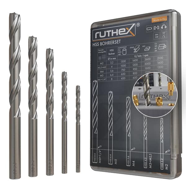 Set burghie speciale pentru insertii filetate M2–M6 si 1/4, diametre optimizate pentru montaj precis1 Set burghie speciale pentru insertii filetate M2–M6 si 1/4, diametre optimizate pentru montaj precis1