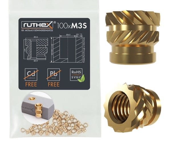 Set 100 insertii filetate M3 din alama pentru imprimare 3D– Rx-M3Sx4.01 Set 100 insertii filetate M3 din alama pentru imprimare 3D– Rx-M3Sx4.01