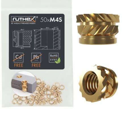 Set 50 insertii filetate M4 scurte din alama pentru imprimare 3D- Rx-M4Sx4.01
