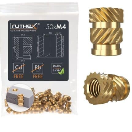 Set 50 insertii filetate M4 din alama pentru imprimare 3D- Rx-M4x8.11