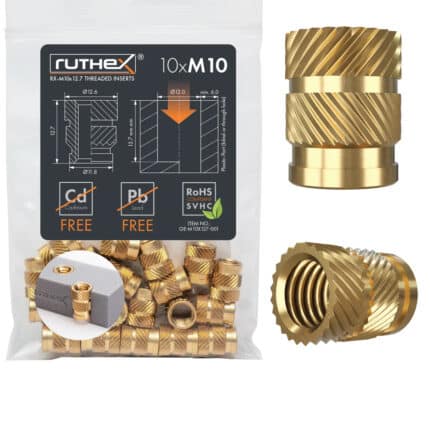 Set 10 insertii filetate M10 din alama pentru imprimare 3D1