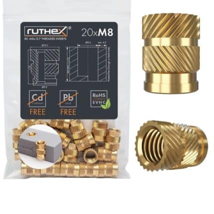 Set 20 insertii filetate M8 din alama pentru imprimare 3D – Rx-M8x12.71