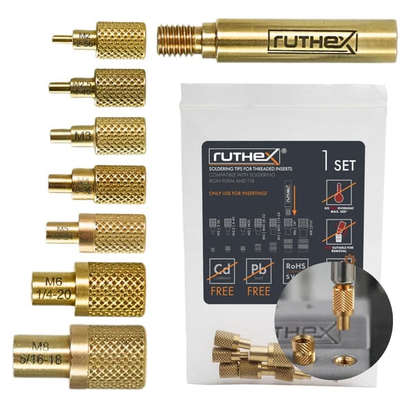 Set varfuri pentru letcon compatibile cu insertii filetate M2–M8, ideale pentru montaj termic in piese printate 3D1 Set de varfuri pentru letcon compatibile cu insertii filetate M2–M8, ideale pentru montaj termic in piese printate 3D1