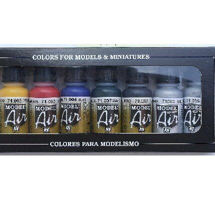 Set 8 culori acrilice pentru aerograf, finisaj mat si formula pe baza de apa, ideale pentru modele, figurine si piese printate 3D1