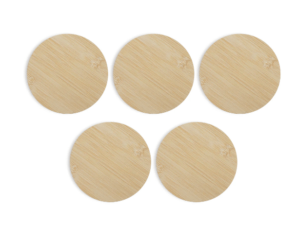 Set 5 suporturi rotunde din bambus pentru gravura laser, diametru 115 mm si grosime 8 mm1 Set 5 suporturi rotunde din bambus pentru gravura laser, diametru 115 mm si grosime 8 mm1