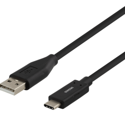 Cablu USB-A la USB-C DELTACO, compatibil USB 2.0 , lungime 1m1